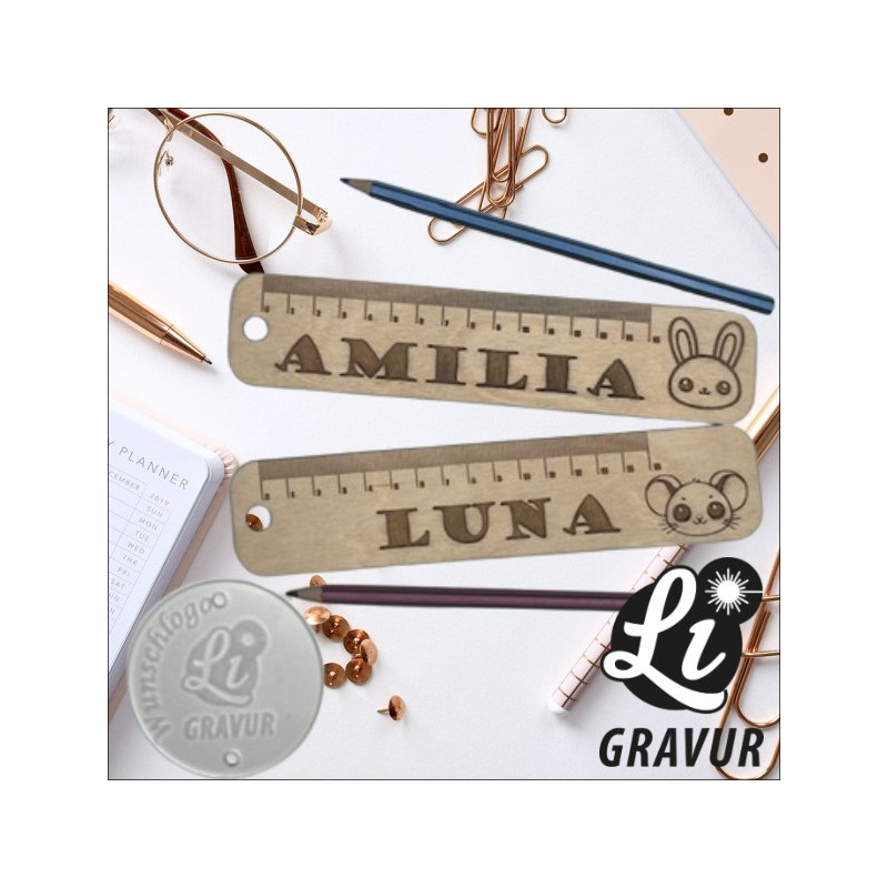 Holz Lineal 15cm - mit deinem Bild und Text