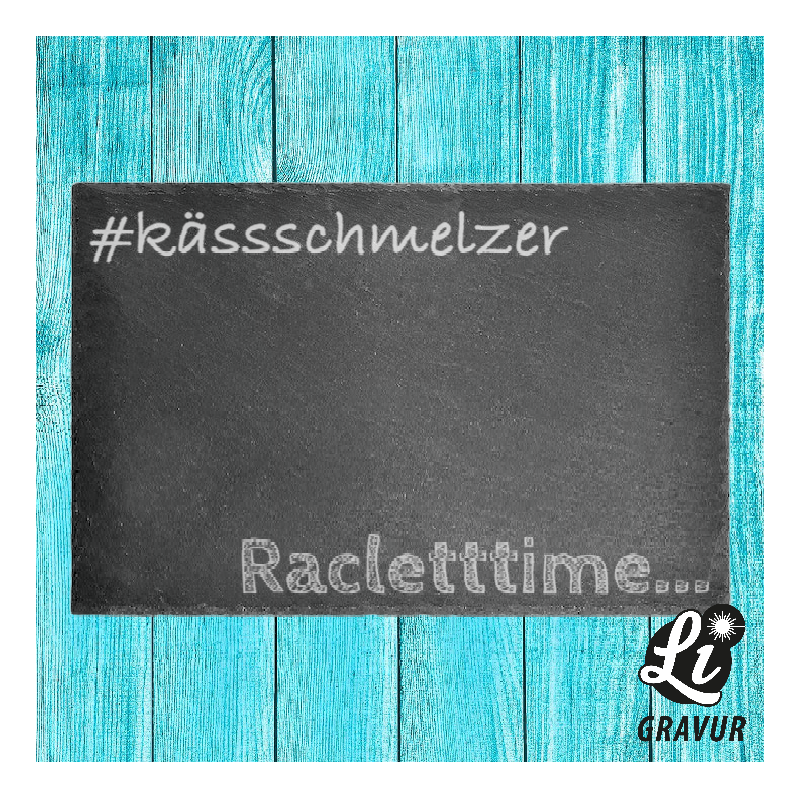 Racletteuntersetzer aus Schiefer mit Wunschtext