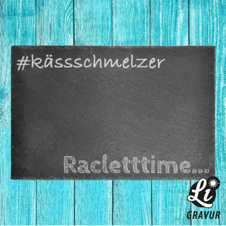 Racletteuntersetzer aus Schiefer mit Wunschtext